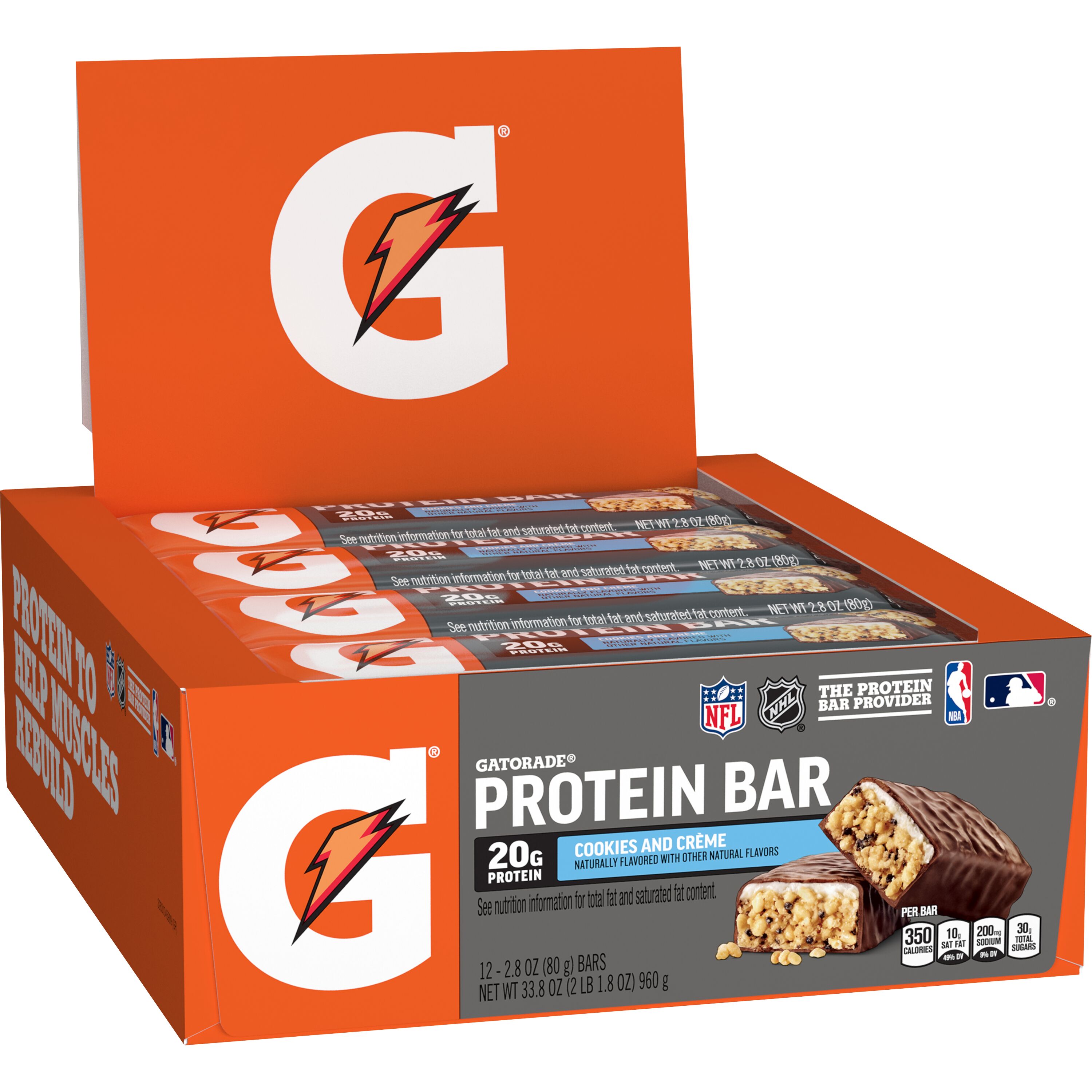 Gatorade Recovery Protein Bar Cookies & Creme 2.82oz 12ct